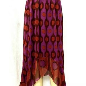 Sold-NWT $328 Diane Von Furstenberg Red Louella 100% Silk Maxi Skirt, Sz S